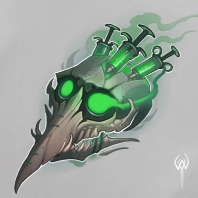 Illustration of a Plague doctor skull.