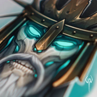 Illustration of a Viking skull.